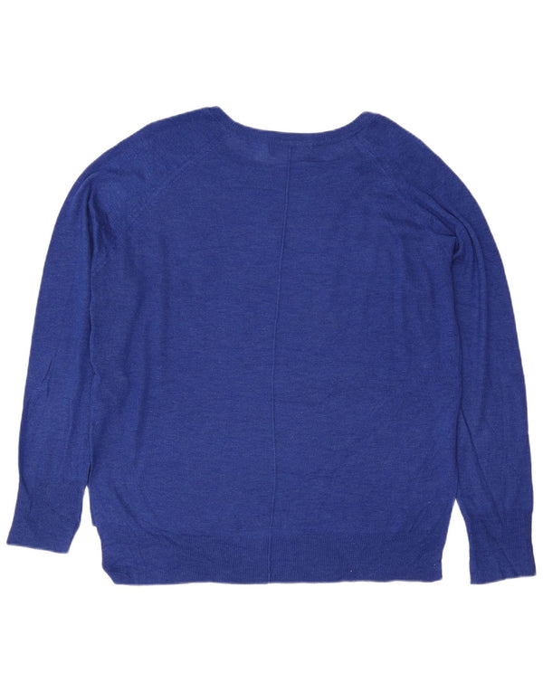 Damski sweter Zara z dekoltem w łódkę UK 14 Średni niebieski wiskoza