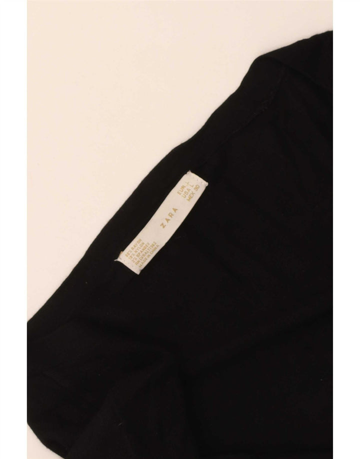 Sweter damski Zara Cardigan UK 14, duży czarny sztuczny jedwab