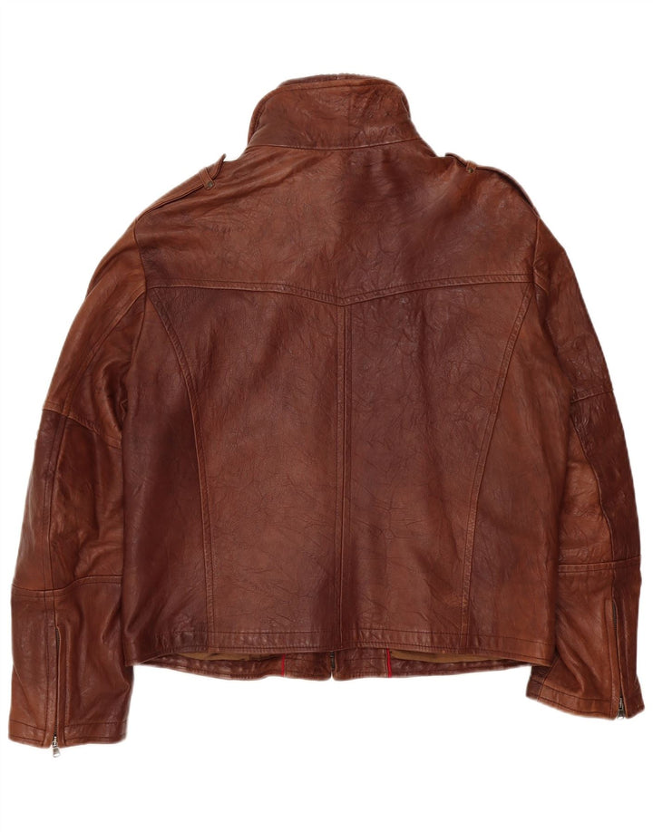 Vintage męska skórzana kurtka wojskowa UK 40 duża brązowa skóra