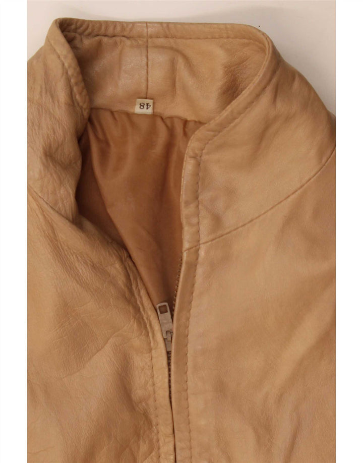 Damska skórzana kurtka bomber w stylu vintage IT 48 XL beżowa