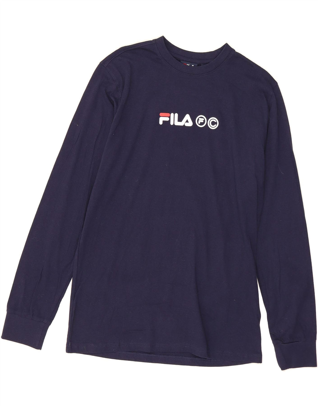 FILA Mens Graphic Top Long Sleeve Small Navy Blue Cotton Vintage Fila and Second-Hand Fila from Messina Hembry 