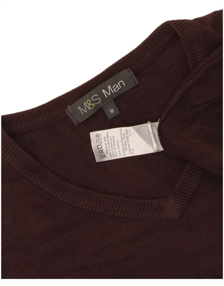 Marks & Spencer Damski sweter z dekoltem w kształcie litery V, UK 14, średni brąz, akryl