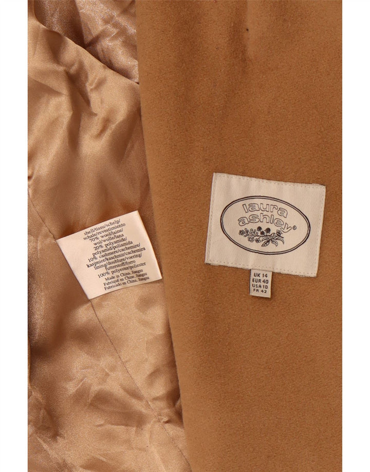 LAURA ASHLEY Damska kurtka wojskowa z kapturem, brytyjska 14, duża, brązowa wełna