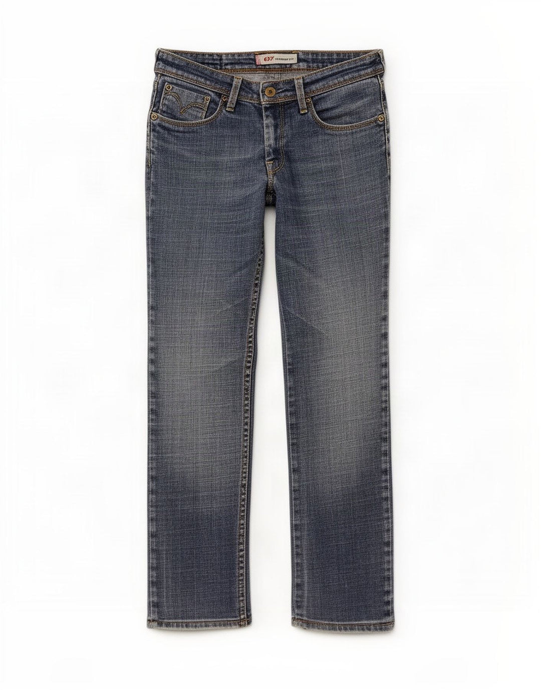 Damskie jeansy Levi's 627 Straight W28 L28 Niebieskie bawełniane