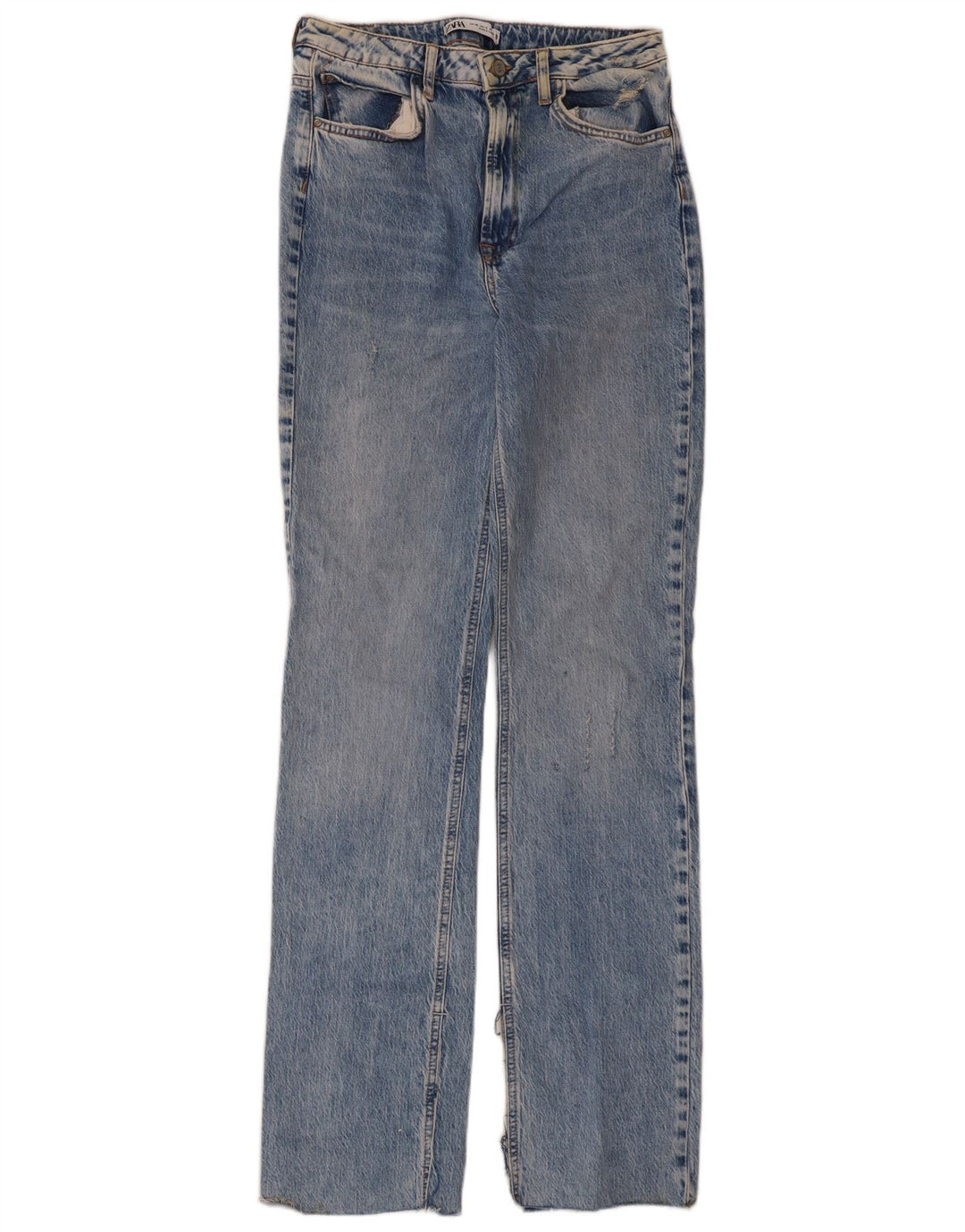 Damskie proste dżinsy Zara z wysokim stanem EU 40 Medium W30 L33 niebieskie