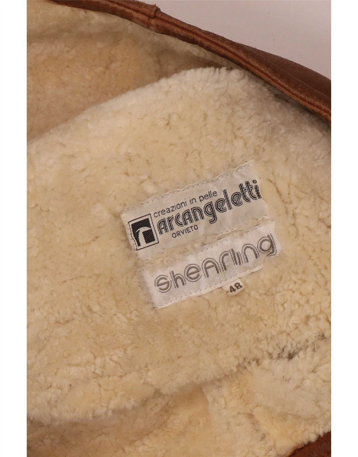 Vintage męska kurtka shearling IT 48 średni brąz