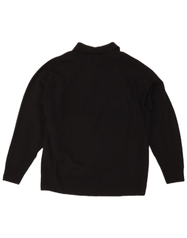 CZARINA Damski sweter polo UK 16, duży, czarny, wełniany