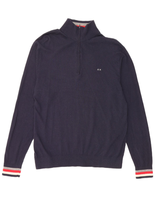 Damski sweter Sun68 z zamkiem błyskawicznym UK 22 3XL Granatowa wełna Merino