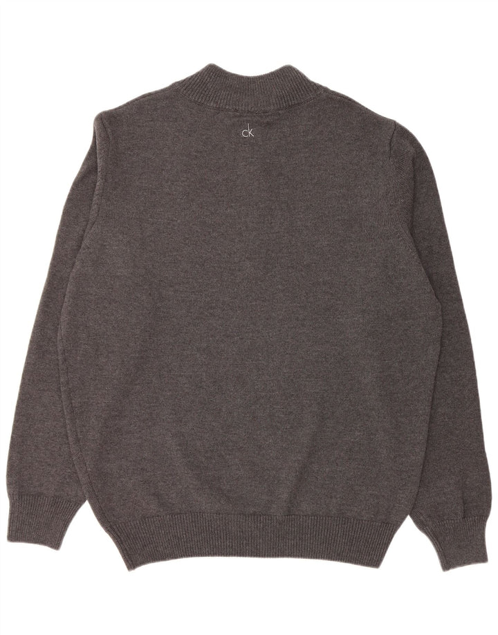 Męski sweter golfowy CALVIN KLEIN z zamkiem błyskawicznym, 2XL, szary, bawełniany