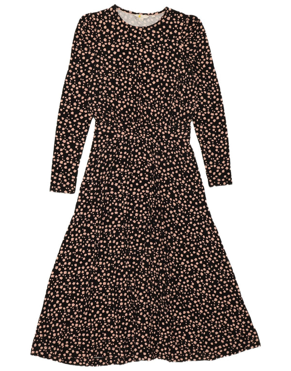 Damska sukienka maxi z długim rękawem Boden UK 10 Small, czarna, w kwiaty, wiskoza