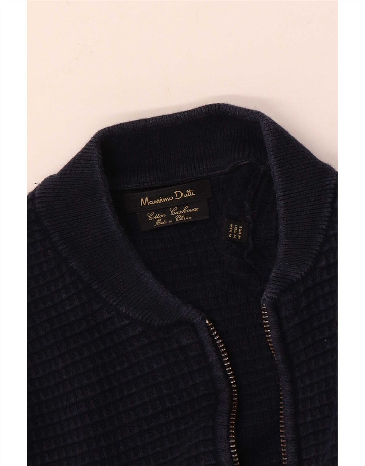Męski sweter rozpinany Massimo Dutti, średni granatowy, bawełniany