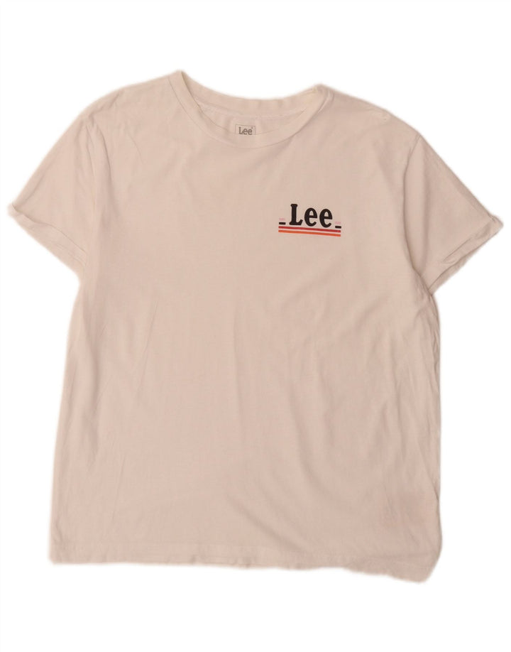 Męski T-shirt Lee z grafiką, mały, biały, bawełniany