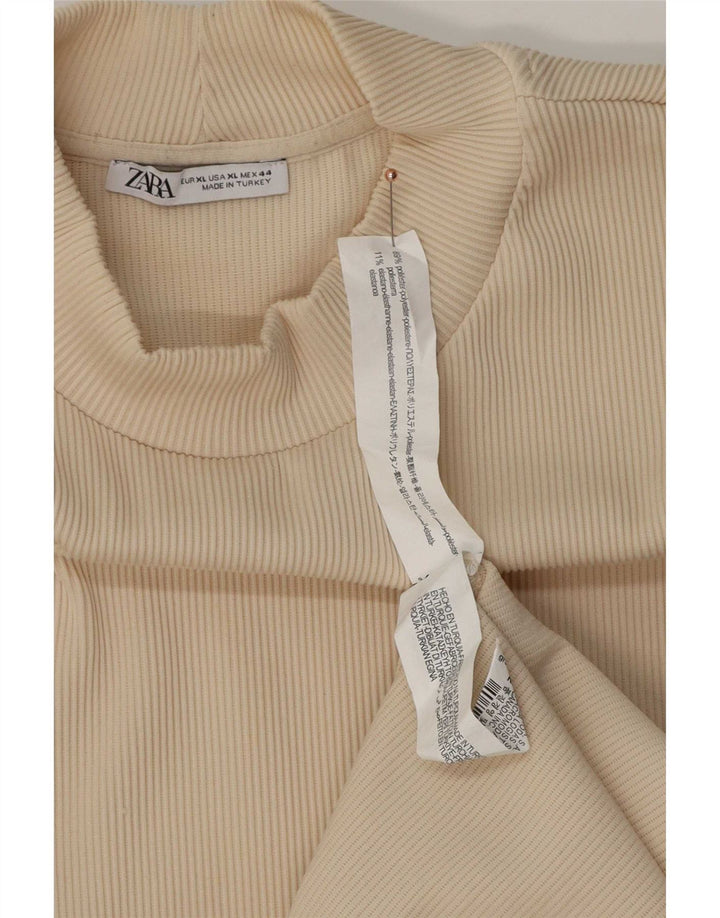 Męski top Zara z długim rękawem XL, beżowy, poliester