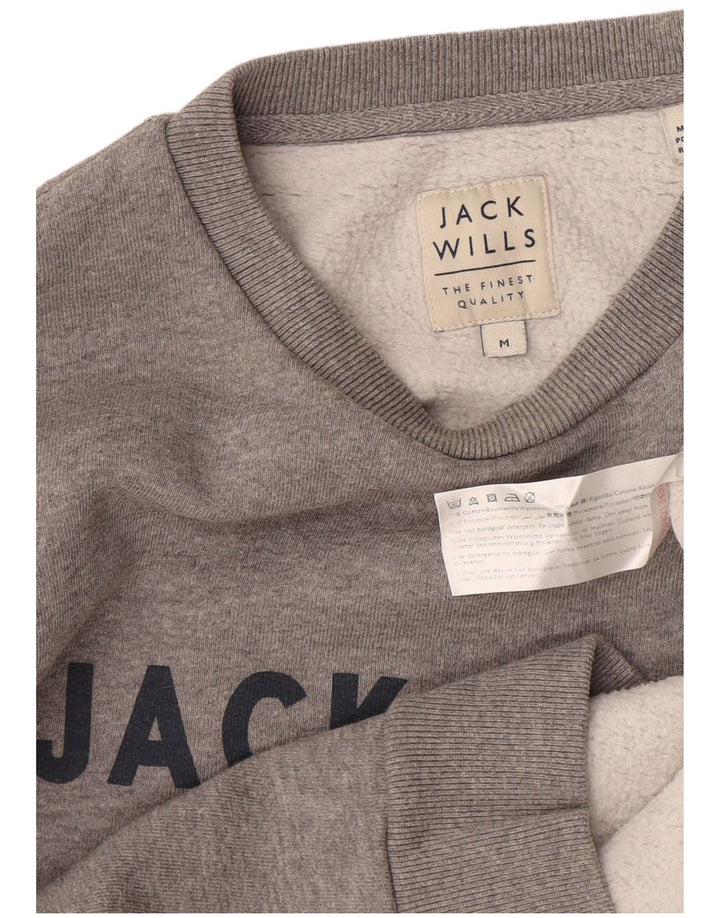 Męska bluza z grafiką Jack Wills, średnio szara, nakrapiana bawełna