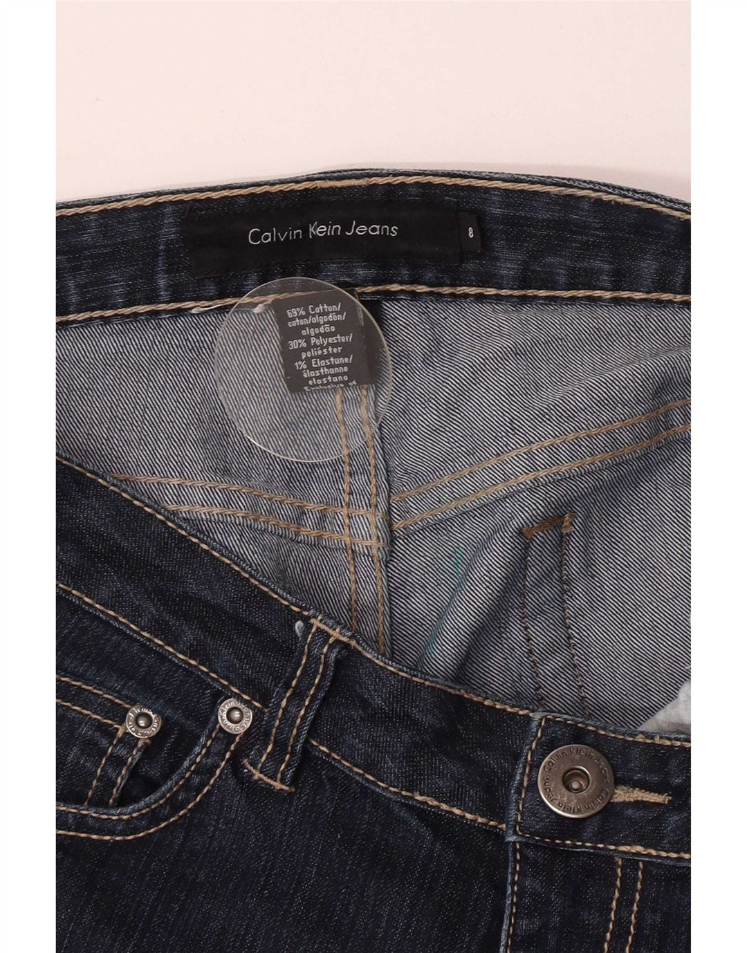 Damskie jeansy rozkloszowane Calvin Klein US 8 Medium W30 L31 Granatowa bawełna