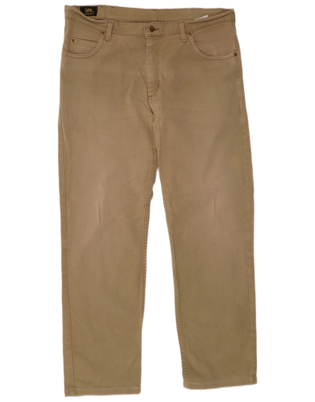 Męskie spodnie codzienne LEE Brooklyn Straight W38 L31 Khaki, bawełna