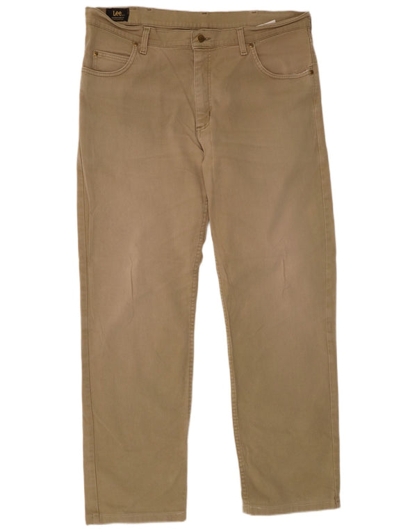 Męskie spodnie codzienne LEE Brooklyn Straight W38 L31 Khaki, bawełna