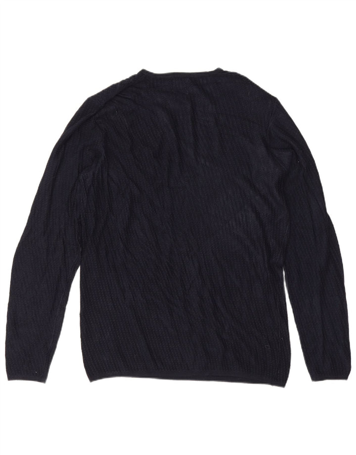 Męski sweter z okrągłym dekoltem Zara, średni granatowy, wiskoza