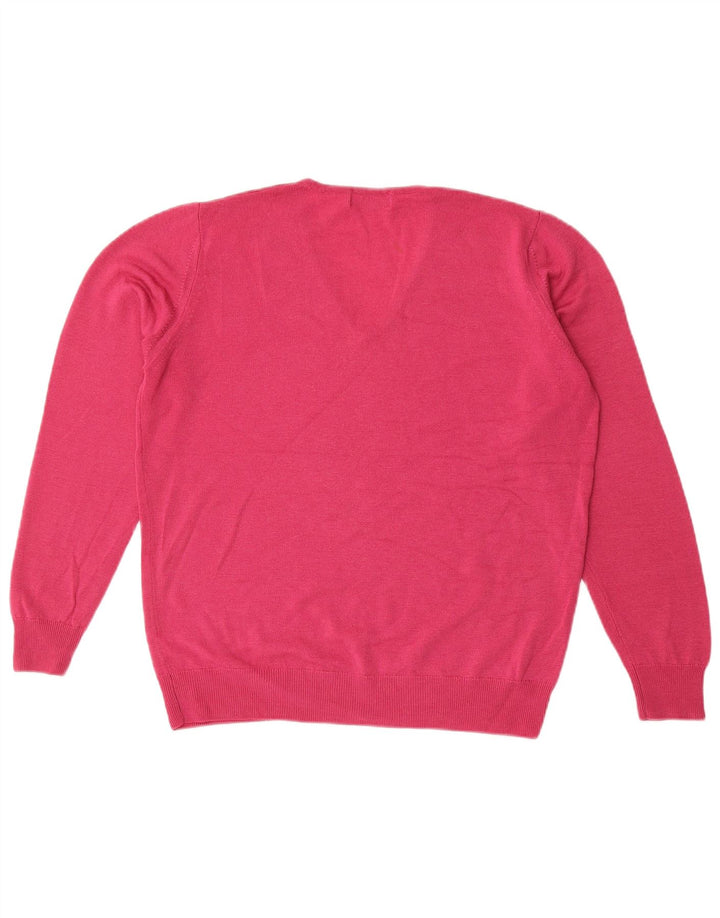 Marks & Spencer Damski sweter z dekoltem w kształcie litery V, UK 14, średni róż, nowa wełna