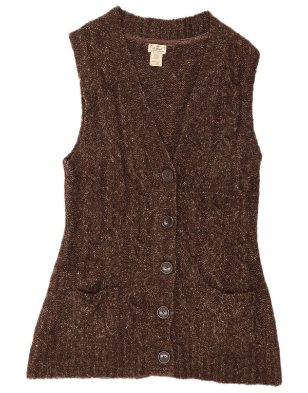Damski sweter bez rękawów L.L.Bean UK 16, duży, brązowy, nakrapiany