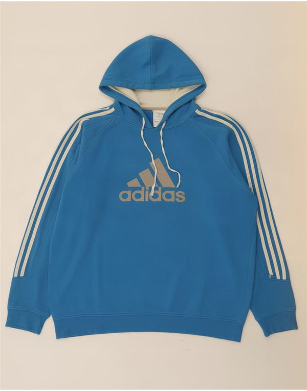 Adidas Mens Graphic Hoodie Jumper XL Blue Cotton