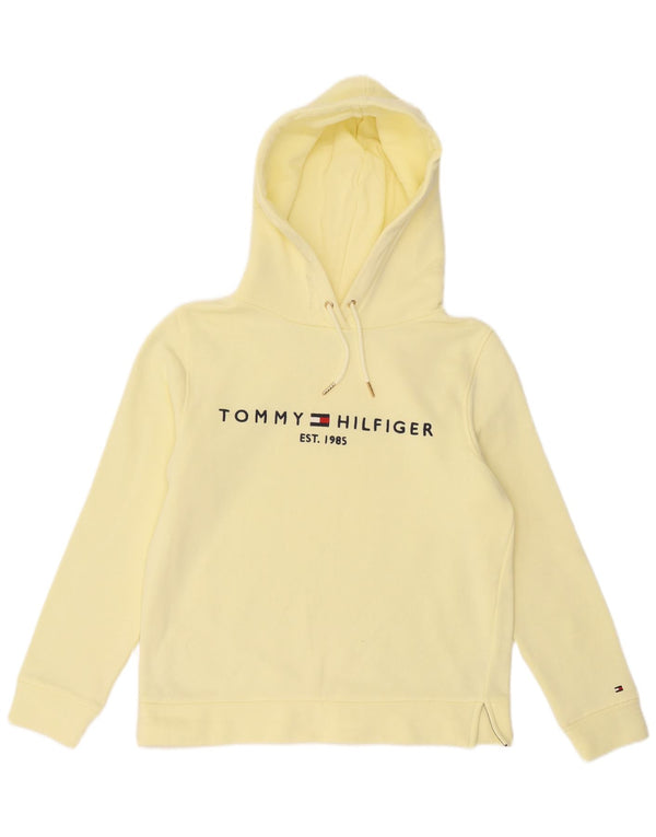 Damska bluza z kapturem Tommy Hilfiger z grafiką, oversize, UK 10, mała, żółta