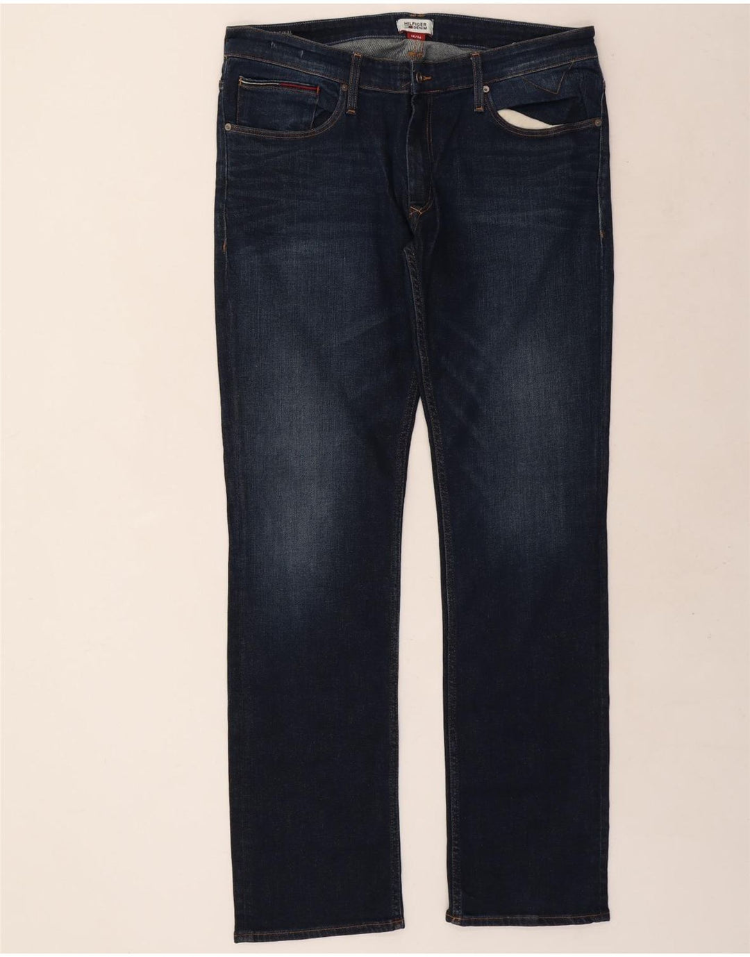 Męskie proste dżinsy Tommy Hilfiger W38 L36 Granatowa bawełna