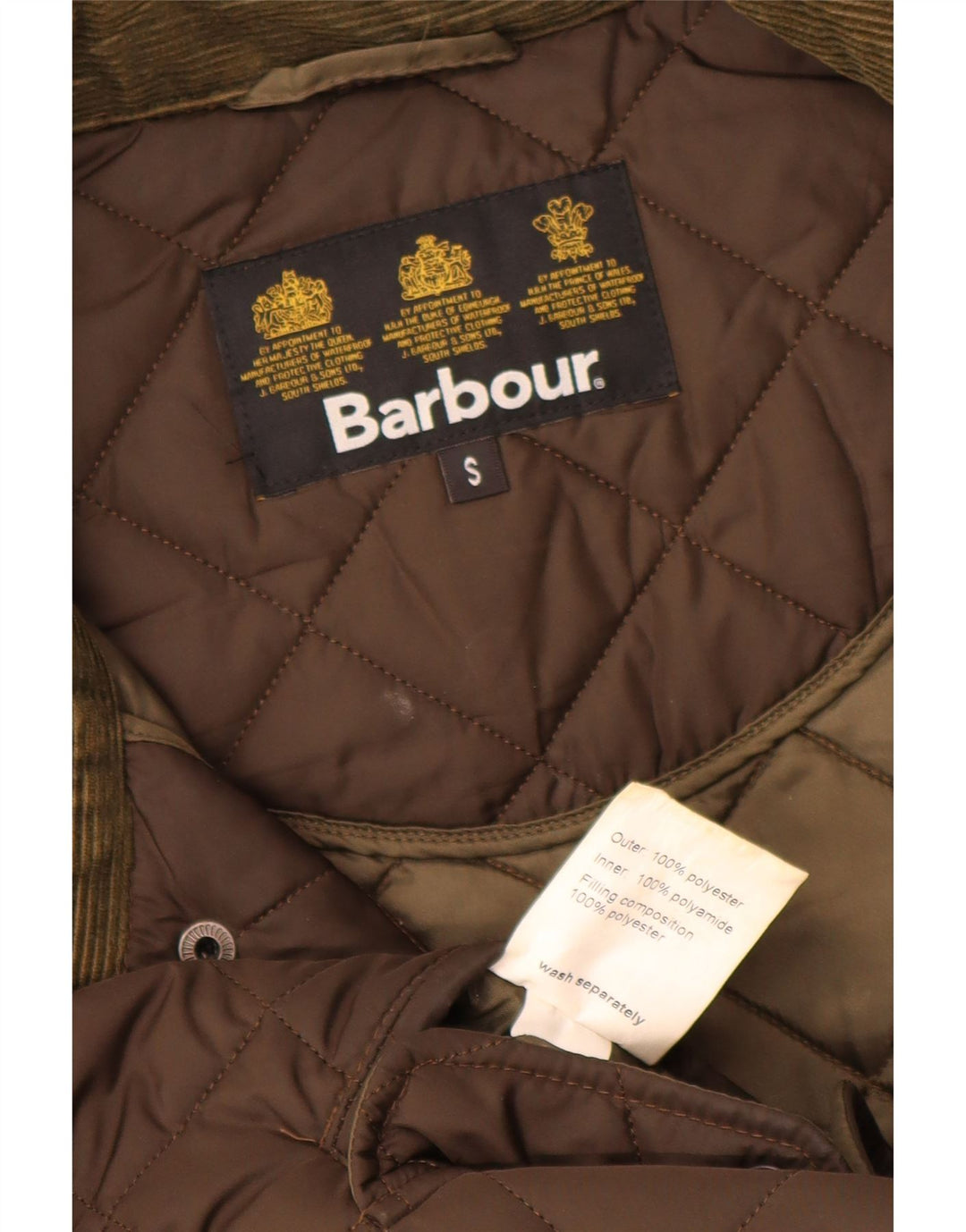 Męska pikowana kurtka Barbour UK 36 Small Brown Polyester