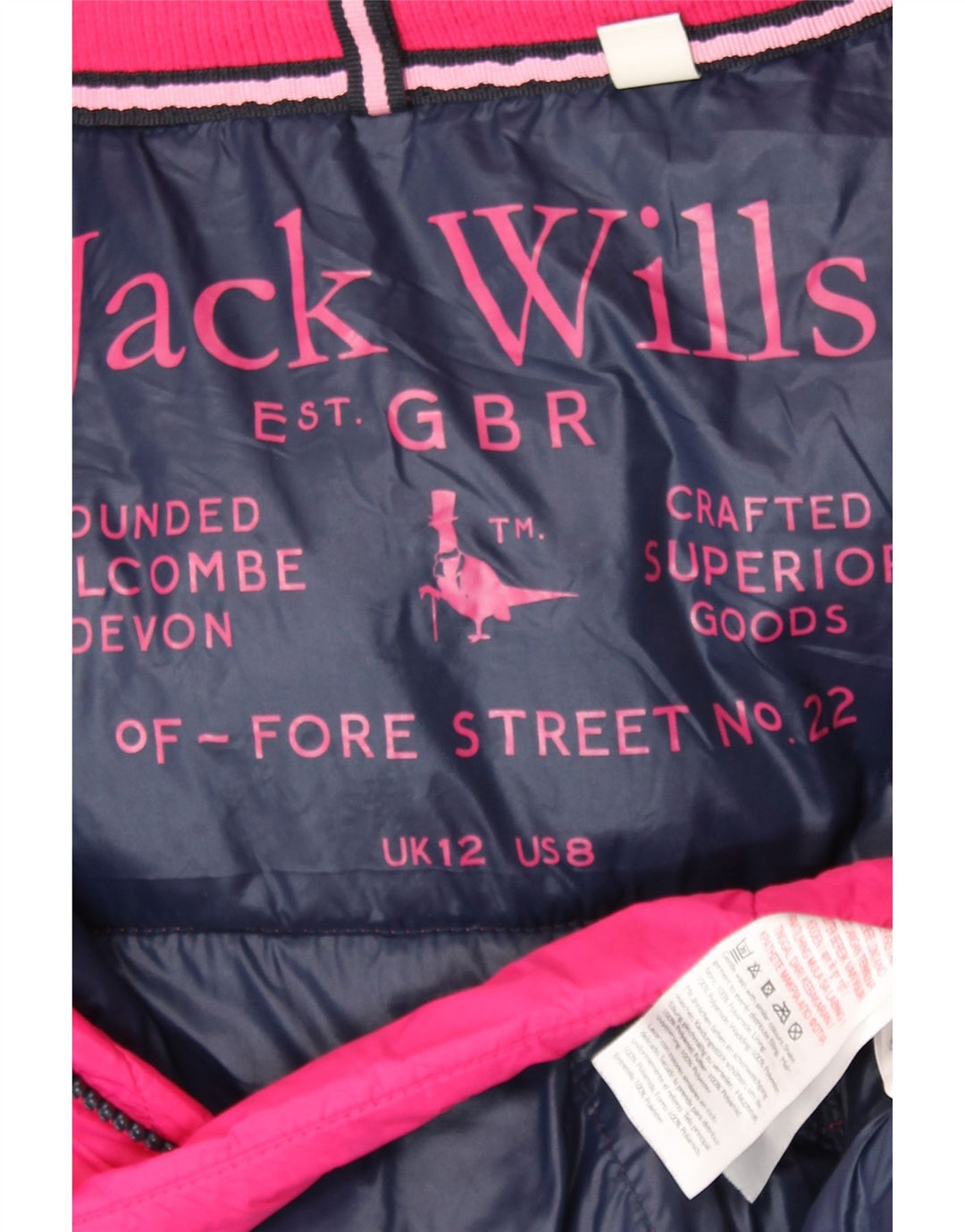 Damska ocieplana kurtka z kapturem Jack Wills UK 12, średni różowy poliamid