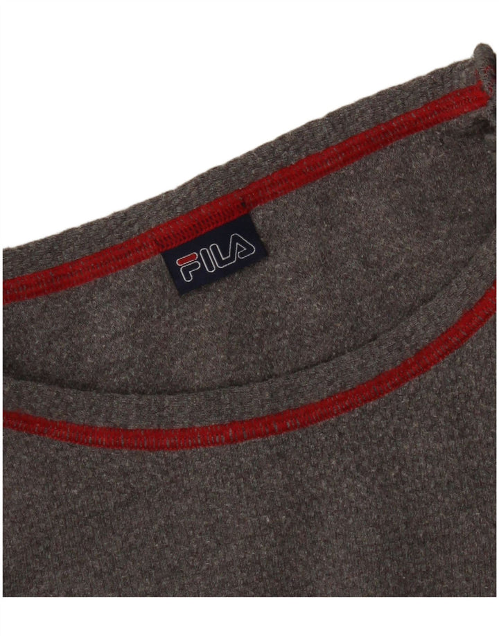 Damski top Fila Crop Graphic z długim rękawem, UK 16, duży, szary