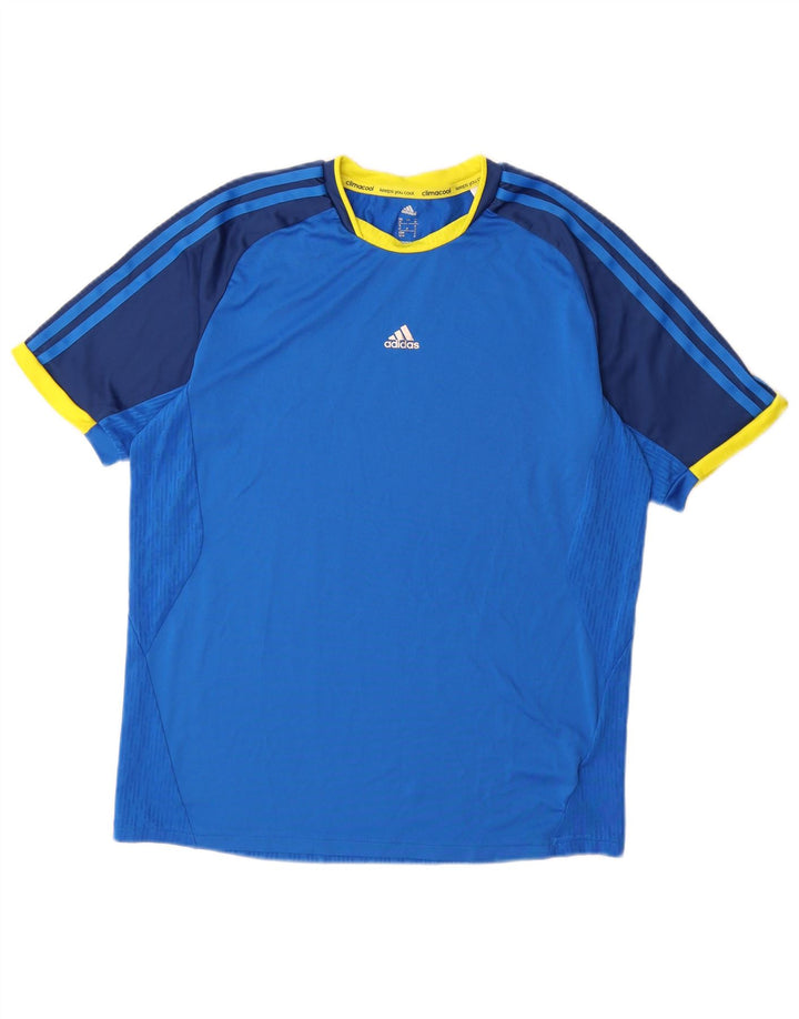 Adidas Męska koszulka Climacool Top, średni niebieski, poliester z blokami kolorów
