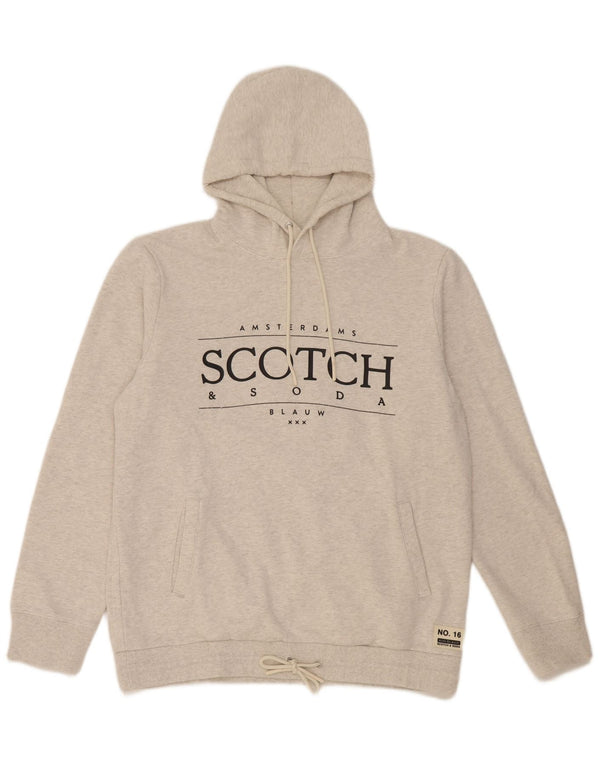 Męski sweter z kapturem i grafiką Scotch & Soda XL, szara, nakrapiana bawełna