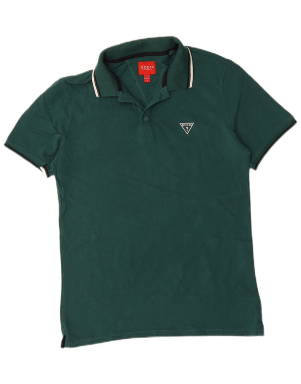 Męska koszulka polo Guess, mała, zielona, bawełniana