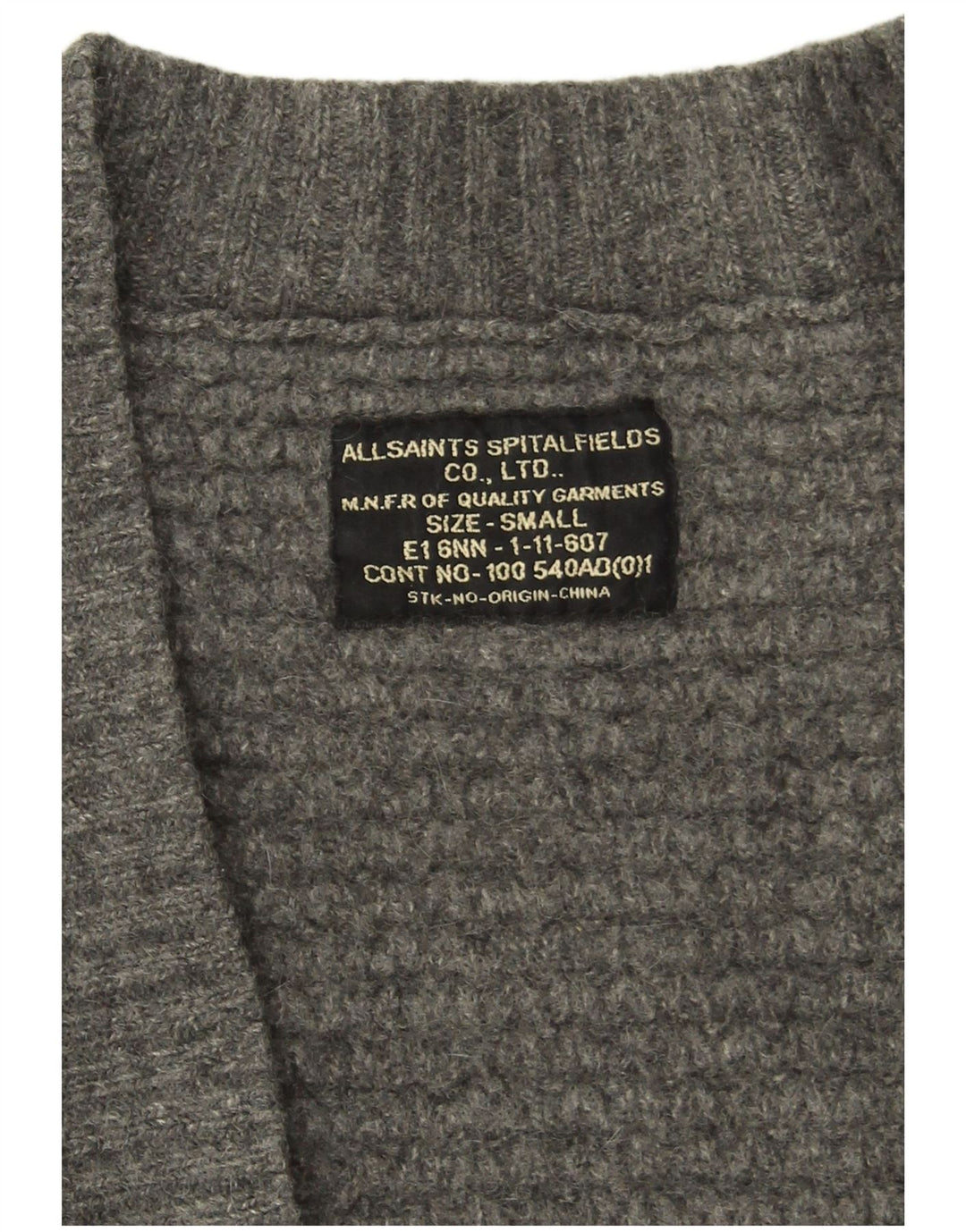 Sweter damski All Saints Open Cardigan UK 10 Small Grey Lambswool
