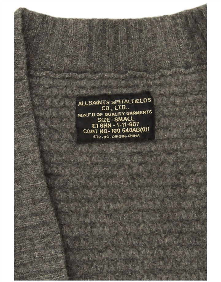 Sweter damski All Saints Open Cardigan UK 10 Small Grey Lambswool