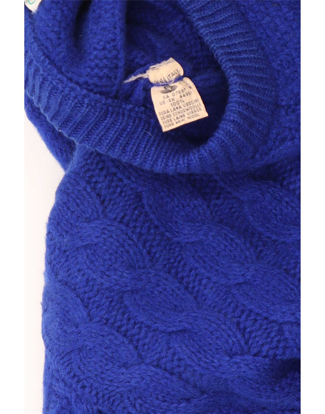 Męski sweter z wycięciem pod szyją Benetton IT 50 Średni niebieski wełniany