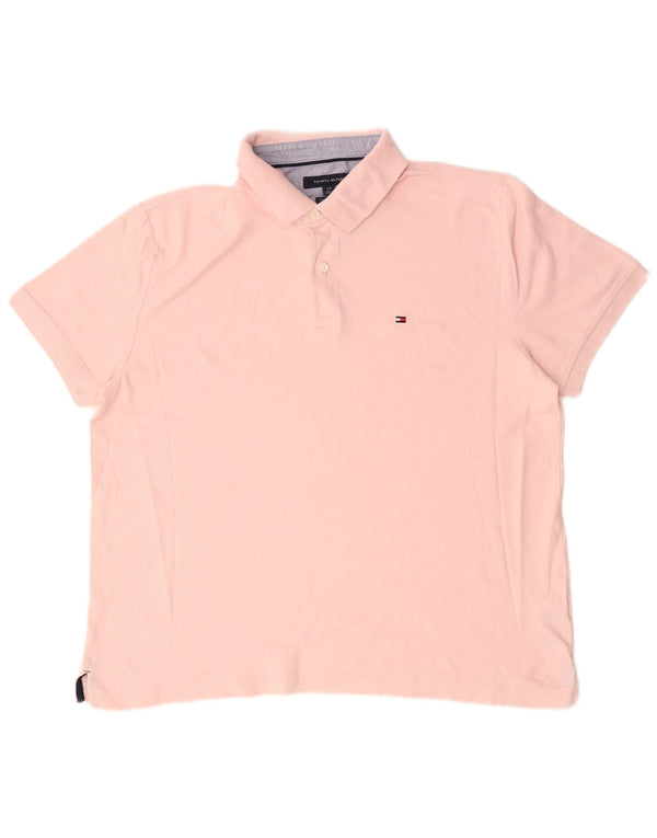 Męska koszulka polo Tommy Hilfiger o dopasowanym kroju, duża, różowa, bawełniana