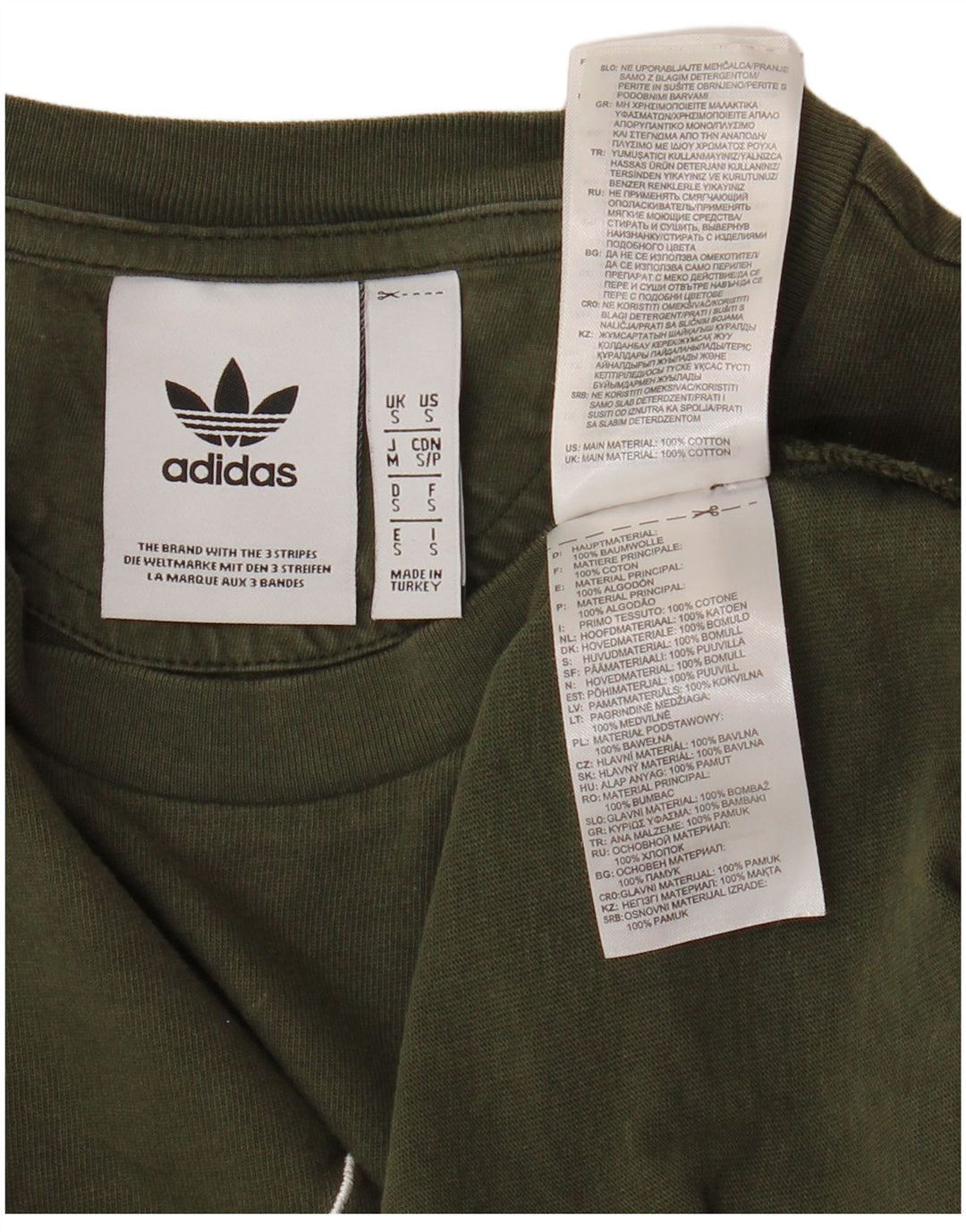Męski T-shirt z grafiką ADIDAS, mały, bawełniany khaki