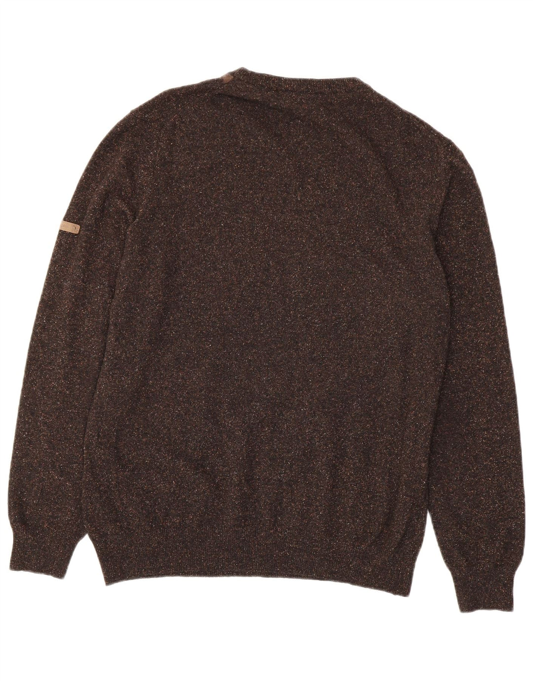 Męski sweter Navigare z okrągłym dekoltem Średni brąz Argyle/diamentowa wełna