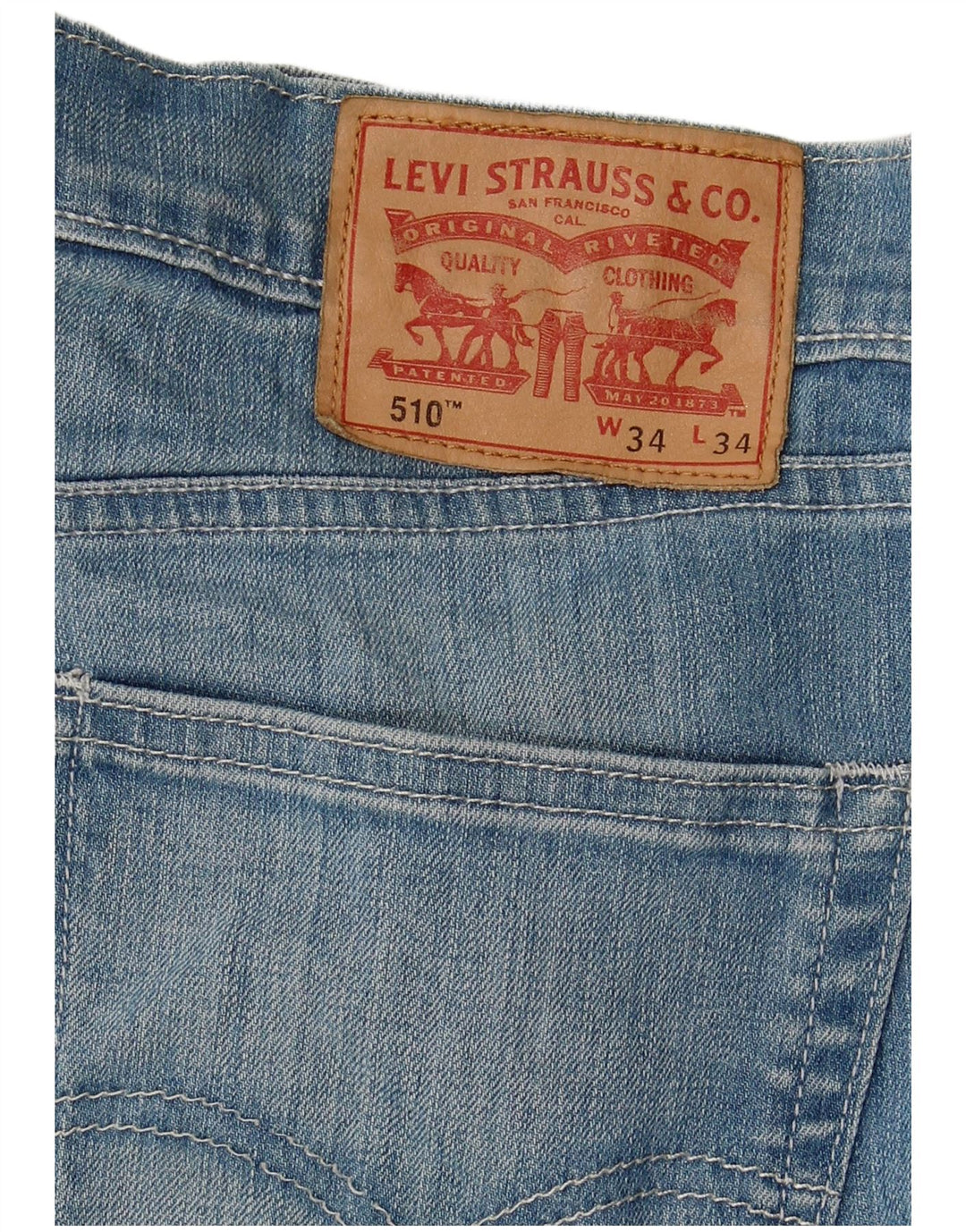Męskie jeansy obcisłe LEVI'S 510 W34 L34 Niebieska bawełna