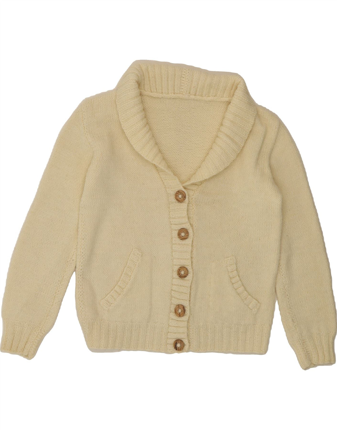 VINTAGE Womens Cardigan Sweater UK 14 Medium Off White Vintage Vintage and Second-Hand Vintage from Messina Hembry 