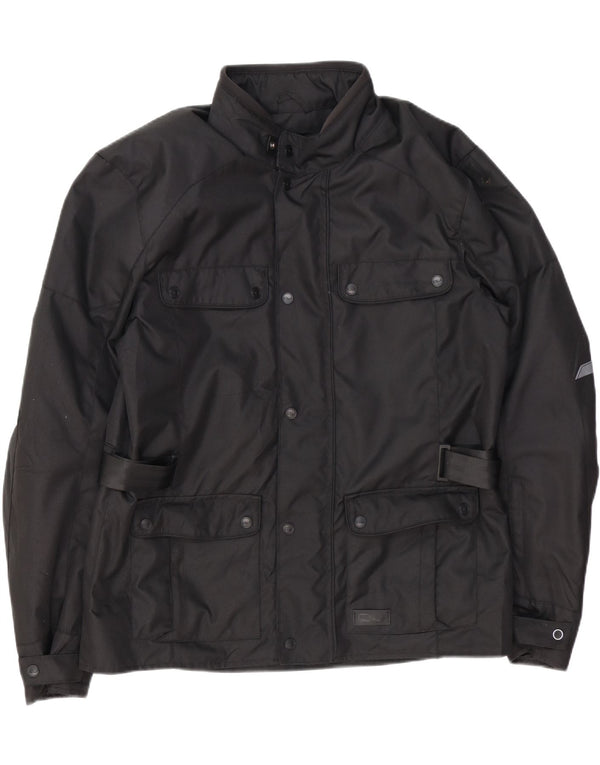 Vintage Mens Moto Racer Utility Jacket UK 44 2XL Black Polyester