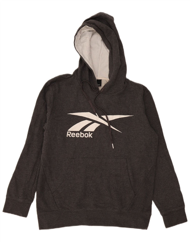Męski sweter z kapturem Reebok z grafiką, mały, szary, bawełniany