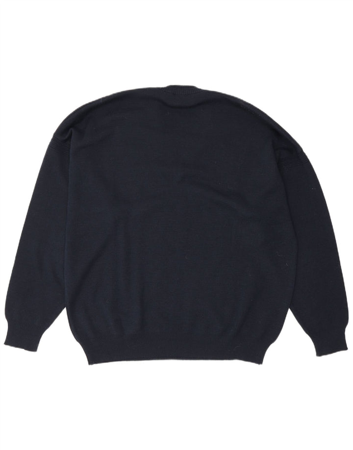 Il Granchio Męski sweter z dekoltem w kształcie litery V XL, granatowy, wełniany