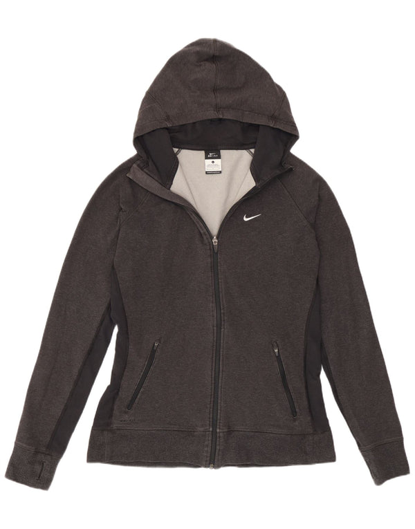 Damski sweter z kapturem i zamkiem Nike Dri Fit UK 16, duży, szary, bawełniany