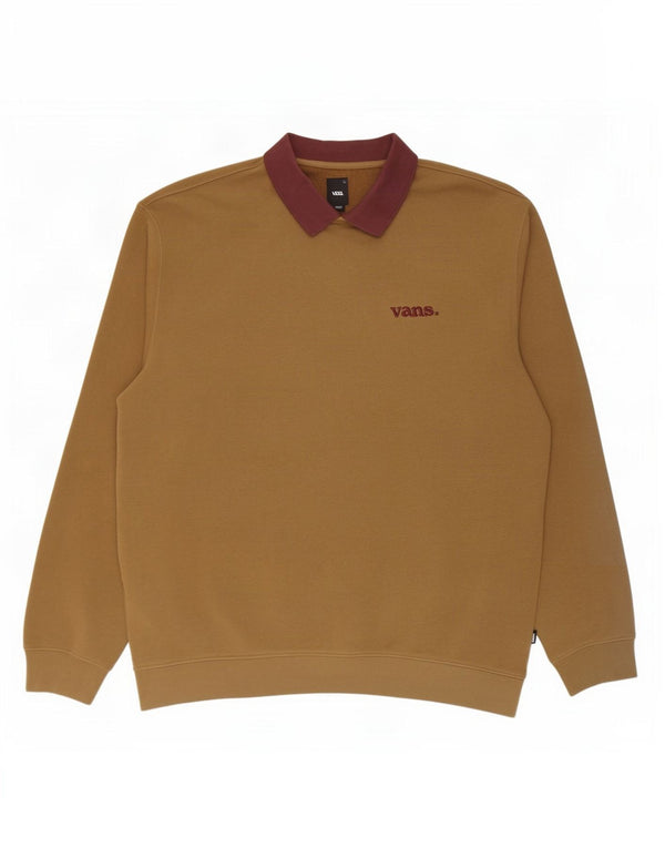 Męski sweter Vans Polo z dekoltem w serek, 2XL, bawełna w kolorze khaki