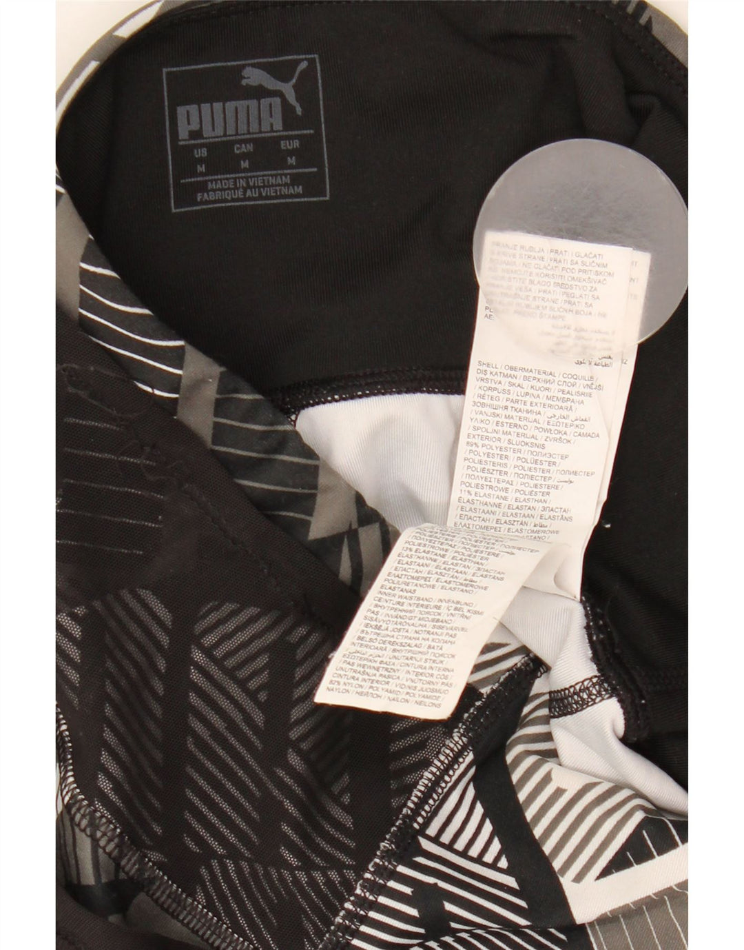 Damskie legginsy Capri Puma UK 12 Średni czarny geometryczny poliester