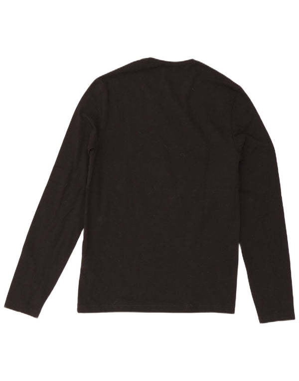 Damski top graficzny Calvin Klein z długim rękawem, UK 14, duży, czarny, bawełniany