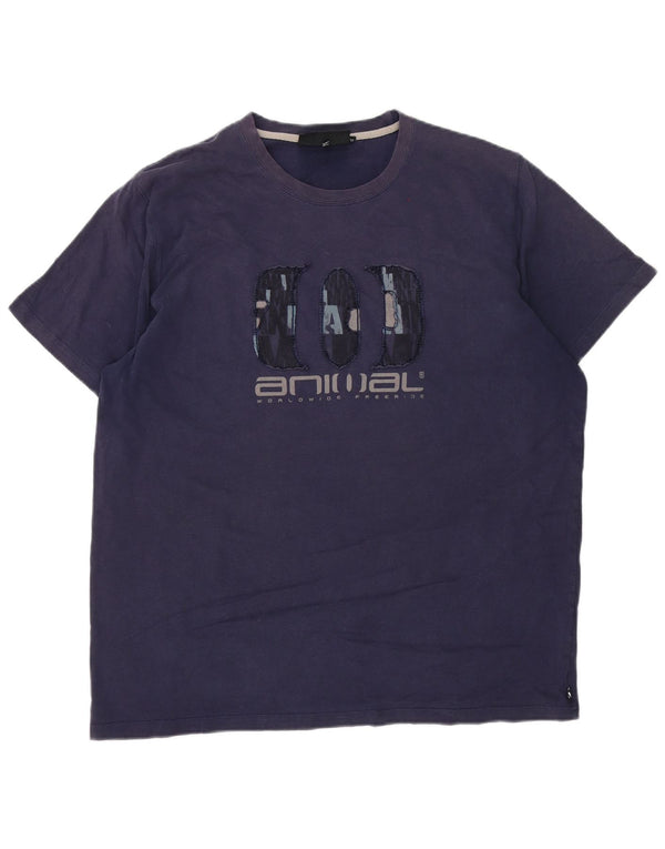 Zwierzę Męski T-shirt z grafiką Top XL Granatowy, bawełniany