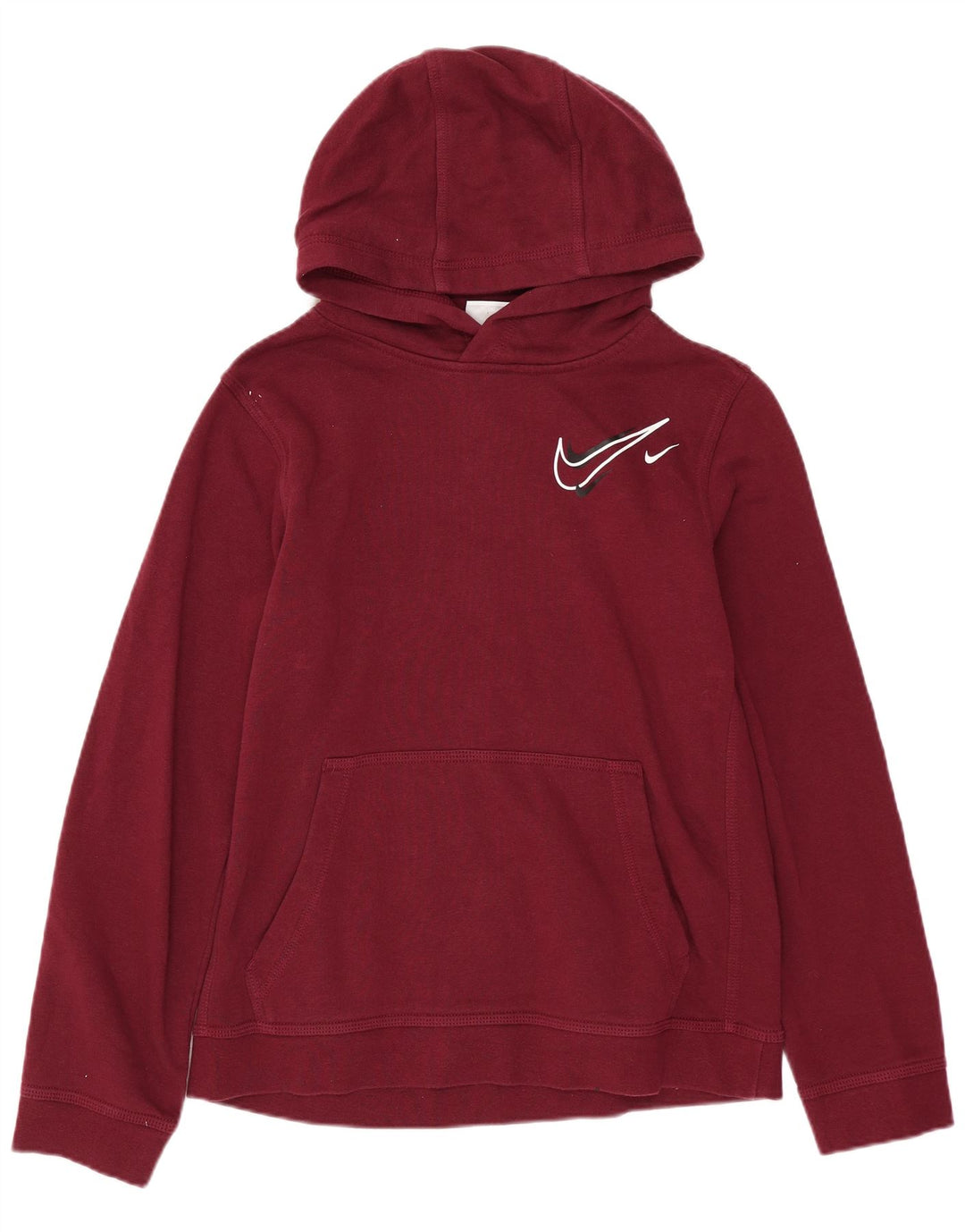 Chłopięcy sweter z kapturem NIKE z grafiką, 12-13 lat, duży, bordowy, bawełniany